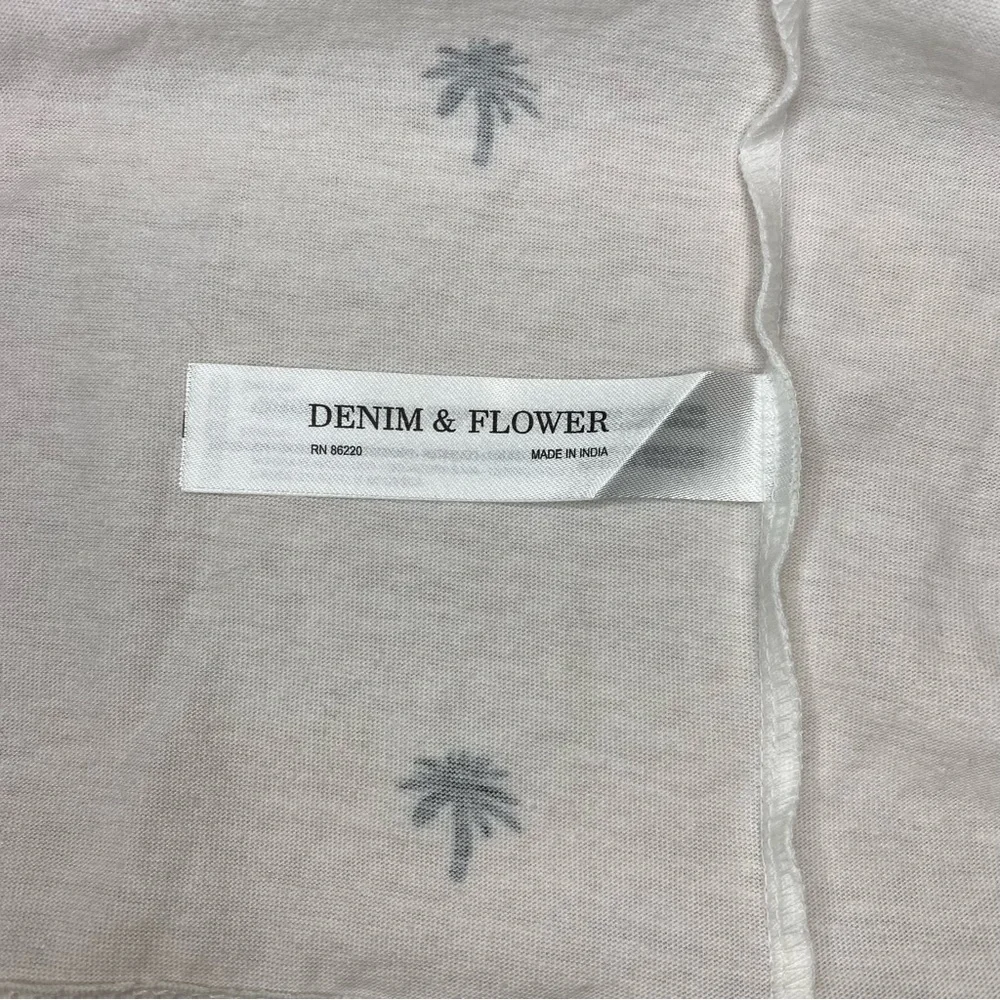 Denim & Flower Ricky Singh White Palm Tree Pattern Men’s‎ Tshirt Sz L